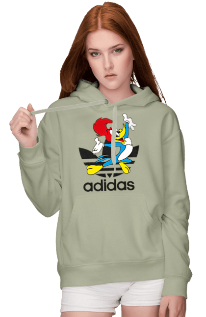 Жіноче худі з принтом "Adidas Вуді Вудпекер". Adidas, woody woodpecker, адідас, вуді, вуді вудпекер, дятел вуді, мультсеріал. 2070702