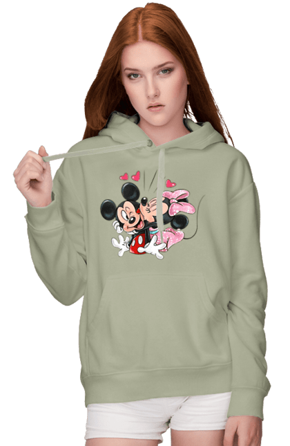 Жіноче худі з принтом "Міккі Маус та Мінні Маус". Mickey mouse, minnie mouse, дісней, міккі, міккі маус, мінні маус, мультфільм. 2070702