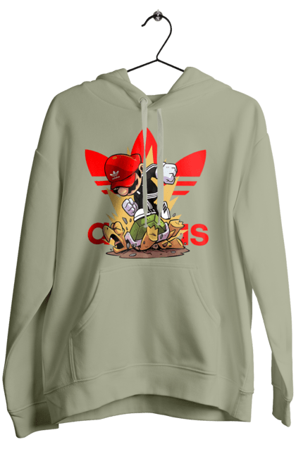 Женское худи с принтом Adidas Марио. Adidas, mario bros, nintendo, super mario bros, адидас, братья супер марио, игра, марио, персонаж. 2070702