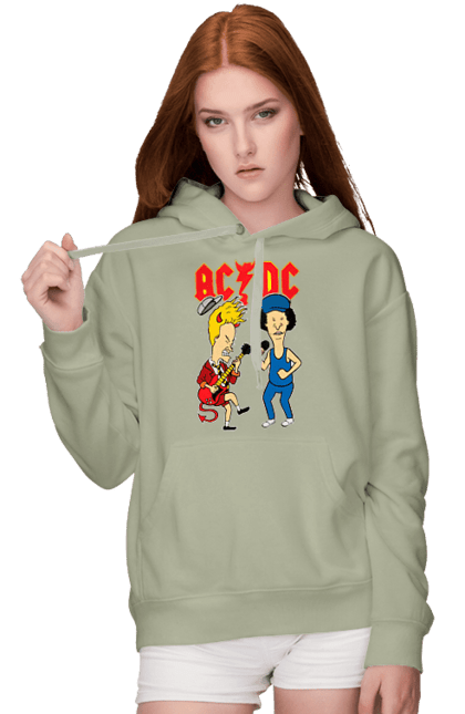 Women's hoodie with prints AC/DC. Ac dc, acd, blues rock, group, hard rock, music, rock n roll. 2070702