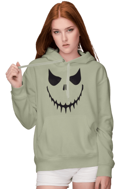 Women's hoodie with prints Halloween pumpkin face. Costume, halloween, holiday, october, october 31, pumpkin, scary, sweets, trick or treat. 2070702