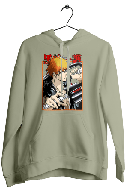 Women's hoodie with prints Bleach Ichigo Kurosaki. Anime, bleach, ichigo, ichigo kurosaki, manga. 2070702