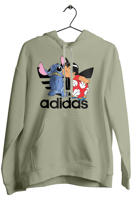 Women's hoodie with prints Adidas Stich. Alien, cartoon, cinema, disney, film, lilo and stitch, stitch. 2070702