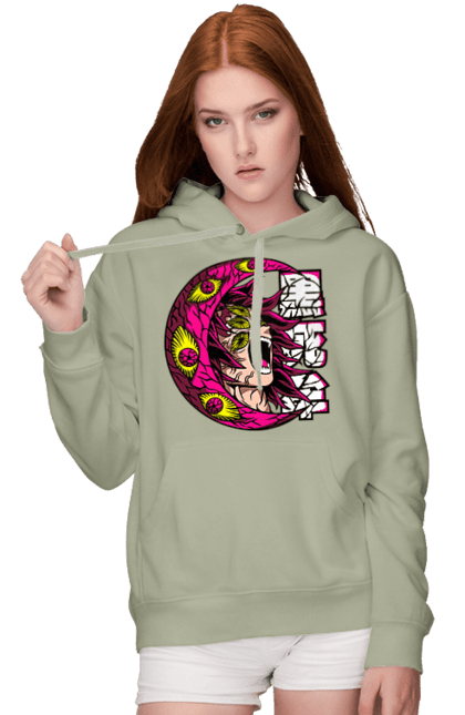 Women's hoodie with prints Demon Slayer Kokushibo. Anime, demon slayer, eternal paradise faith, kimetsu no yaiba, kokushibo, manga, twelve kizuki, upper rank six. 2070702