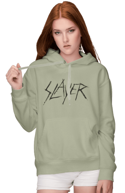 Жіноче худі з принтом "Slayer". Slayer, грув метал, група, метал група, музика, ню метал, спід метал, треш метал, череп. 2070702