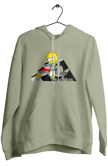 Женское худи с принтом Adidas Лиза. Adidas, lisa, simpson, адидас, лиза, лиса симпсон, мультсериал, персонаж, сериал, симпсон. 2070702