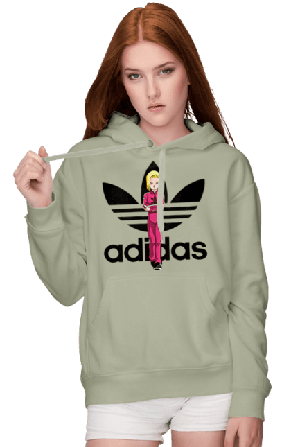 Женское худи с принтом Adidas Андроид 18. Adidas, android 18, dragon ball, адидас, андроид 18, аниме, жемчуг дракона, киборг, манга, сериал. 2070702