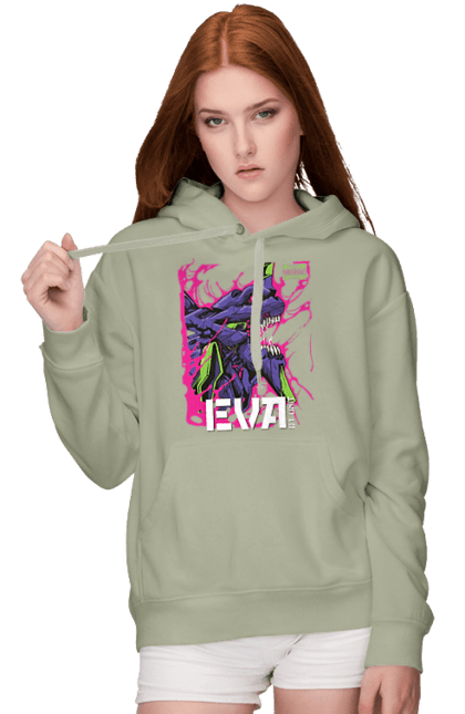 Women's hoodie with prints Evangelion. Angel, anime, eva 01, evangelion, manga, neon genesis evangelion, shinji. 2070702