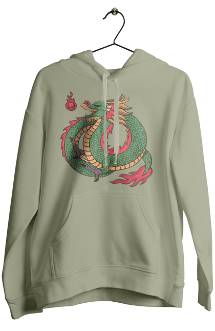 Women's hoodie with prints The Dragon. Animal, chinese dragon, dragon, green dragon, symbol. 2070702