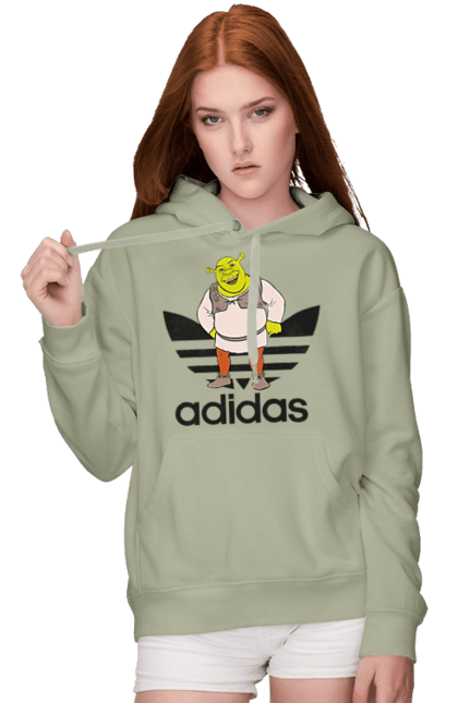 Жіноче худі з принтом "Adidas Шрек". Adidas, shrek, адідас, мульт, мультфільм, огр, шрек. 2070702