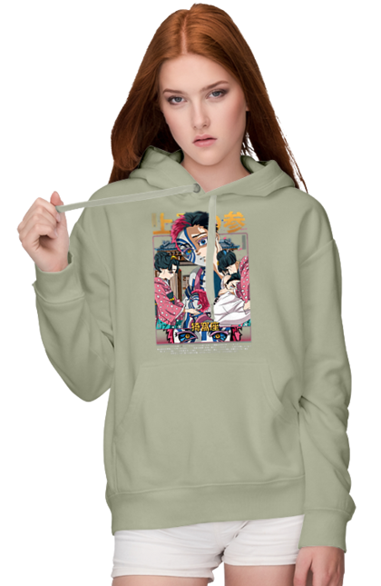 Women's hoodie with prints Demon Slayer Akaza. Akaza, anime, demon slayer, kimetsu no yaiba, manga, nezuko, serial. 2070702