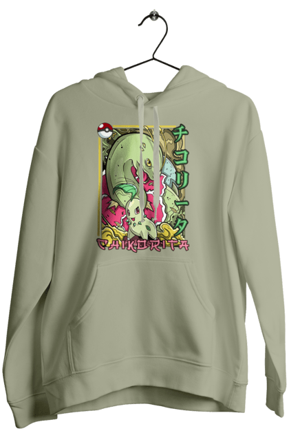 Women's hoodie with prints Pokemon Chikorita. Anime, chikorita, games, nintendo, pokemon, pokemon go. 2070702