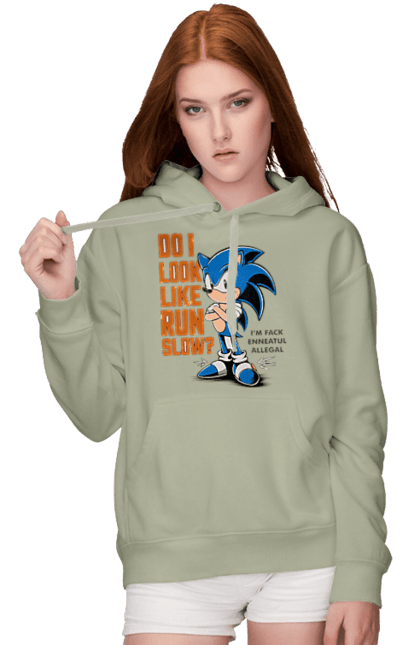 Women's hoodie with prints Sonic the Hedgehog. Comic, hedgehog, mascot, multisterial, sega, sonic, sonic the hedgehog, video game. 2070702