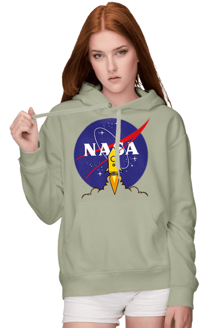 Women's hoodie with prints NASA. Aeronautics, astronautics, aviation, nasa, research, rocket, science, space, technologies, usa. 2070702