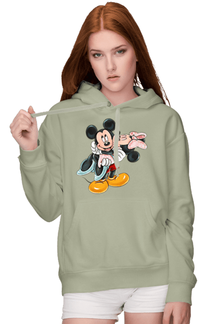 Жіноче худі з принтом "Міккі Маус та Мінні Маус". Mickey mouse, minnie mouse, дісней, міккі, міккі маус, мінні маус, мультфільм. 2070702