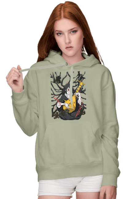 Women's hoodie with prints Demon Slayer Nakime. Anime, demon slayer, eternal paradise faith, kimetsu no yaiba, manga, nakime, twelve kizuki, upper rank six. 2070702