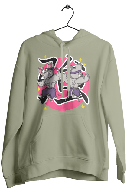 Women's hoodie with prints Demon Slayer Uzui Tengen's mice. Anime, demon slayer, kimetsu no yaiba, manga, mice, serial, tengen, tengen uzui, uzui. 2070702