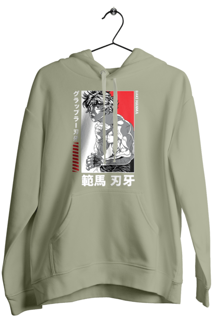 Women's hoodie with prints Hanma Baki. Anime, baki fighter, hanma baki, manga, martial arts, tv series. 2070702