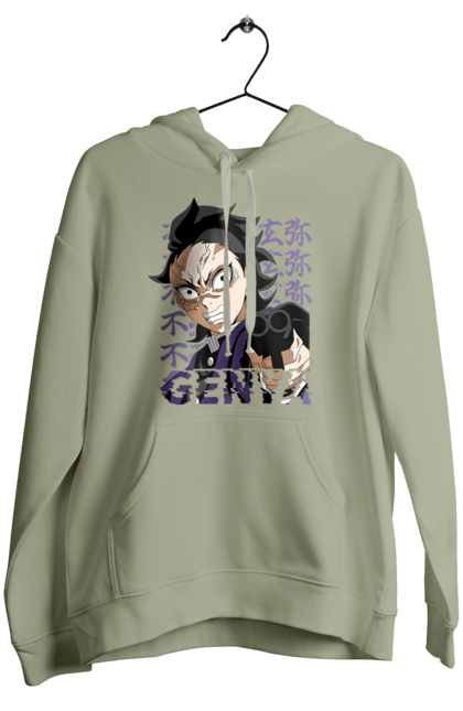 Women's hoodie with prints Demon Slayer Genya Shinazugawa. Anime, demon slayer, genya, genya shinazugawa, kimetsu no yaiba, manga, аниме, истребитель демонов, манга. 2070702