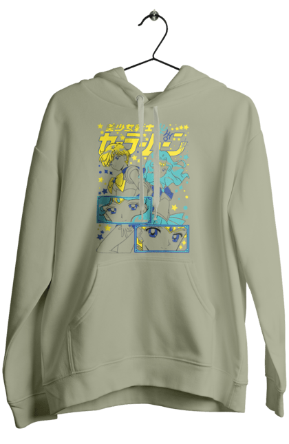 Women's hoodie with prints Sailor Uranus and Neptune. Anime, drama, magical girl, neptune, sailor moon, tv series, uranus. 2070702