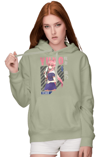 Women's hoodie with prints Future Diary Yuno Gasai. Anime, future diary, manga, survival game, yandere, yuno gasai. 2070702