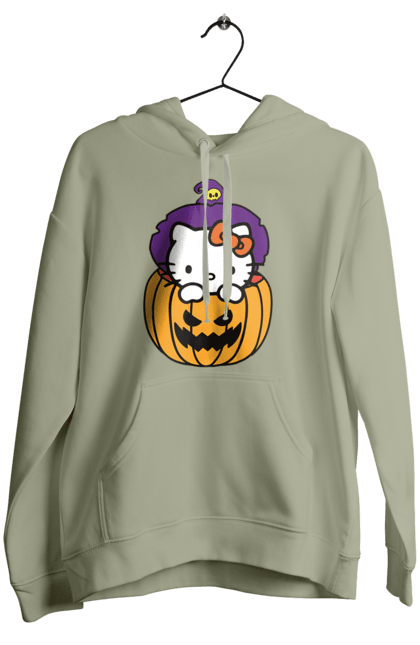 Жіноче худі з принтом "Хелло Кітті Хелловін". Halloween, hello kitty, witch, бренд, відьма, кіт, кошеня, персонаж, хелло кітті, хелловін. 2070702