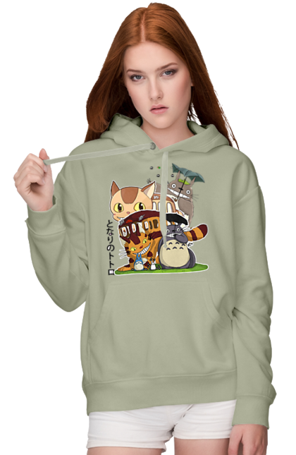 Women's hoodie with prints Totoro. Adventures, anime, comedy drama, fantasy, film, my neighbor totoro, tv series. 2070702