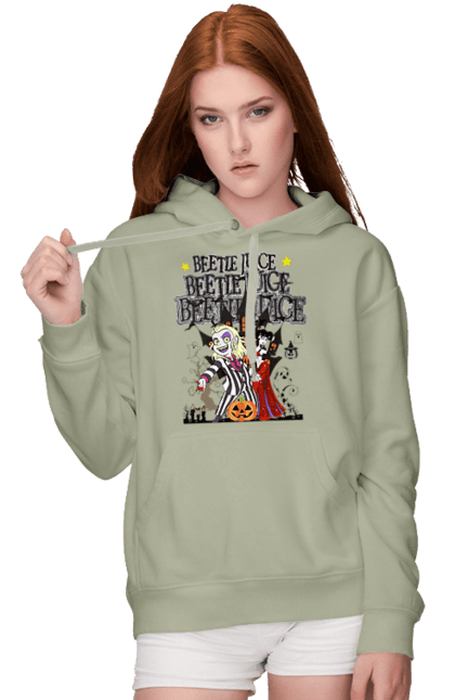 Women's hoodie with prints Beetlejuice. Beetlejuice, comedy, ghost, horror, movie, tim burton, warner bros. 2070702