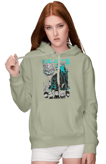 Women's hoodie with prints Kaiju № 8 Kafka Hibino. Anime, hibino kafka, kafka hibino, kaiju, kaiju 8, kaiju 8, kaiju № 8, manga. 2070702