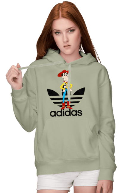 Жіноче худі з принтом "Adidas Вуді". Adidas, toy story, woody, адідас, вуді, історія іграшок, мультфільм. 2070702