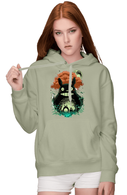 Women's hoodie with prints Totoro. Adventures, anime, comedy drama, fantasy, film, my neighbor totoro, tv series. 2070702