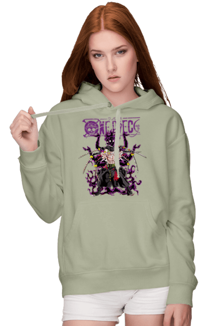 Women's hoodie with prints One Piece Zoro. Anime, manga, one piece, roronoa zoro, straw hat pirates, swordsman, zoro. 2070702