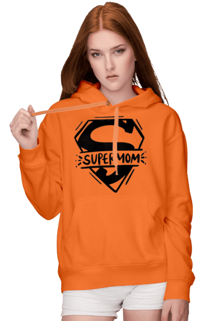 Жіноче худі з принтом "Супермама". Для мами, мати, подарунок мамі, супер, супер мама. CustomPrint.market