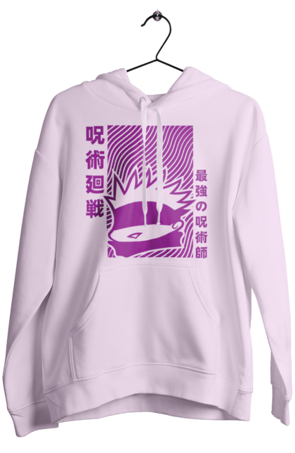 Women's hoodie with prints Jujutsu Kaisen Gojo. Anime, dark fantasy, gojo, jujutsu kaisen, magic battle, manga, mystic. 2070702