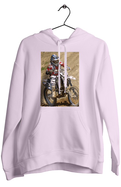 Women`s hoodie with prints MOTOR RACER. Athlete, moto, motor racer, motorbike, sport. 2070702