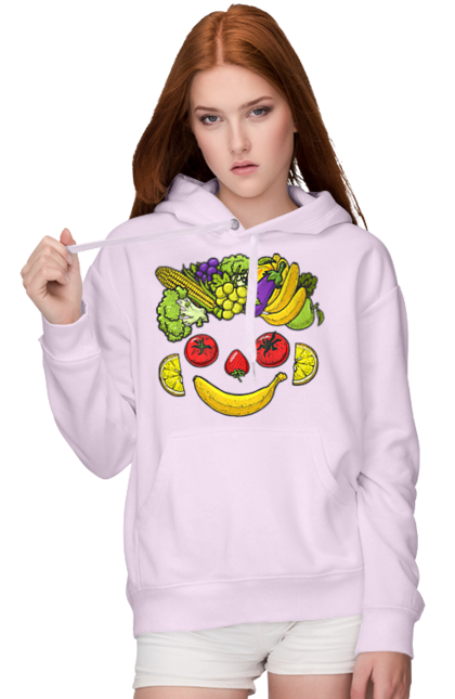 Women`s hoodie with prints Hls Smile. Healthy, smile, vegetable. 2070702