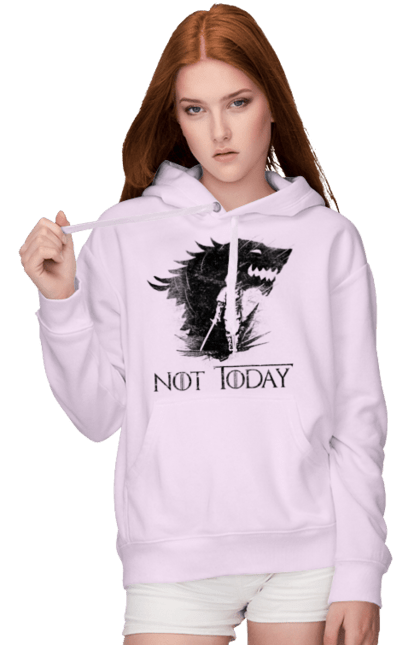 Women's hoodie with prints Game of Thrones Arya. Arya, game, got, not today, stark, starks, thrones, tv show, wolf, wolves. 2070702