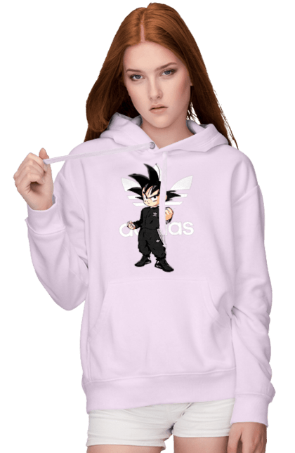 Женское худи с принтом Adidas Сон Гоку. Adidas, anime, dragon ball, manga, son goku, адидас, аниме, гоку, жемчуг дракона, сон гоку. 2070702