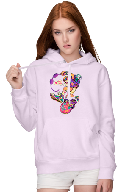 Women`s hoodie with prints Grandfather on the wave. Age, be young, chase, cool grandfather, drive, fire, grandfather and skate, play, sport, youth at heart. 2070702
