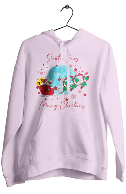 Women`s hoodie with prints Super Mario Bros: Merry Christmas. Character, christmas, game, mario, mario bros, merry christmas, nintendo, santa claus, super mario bros. 2070702