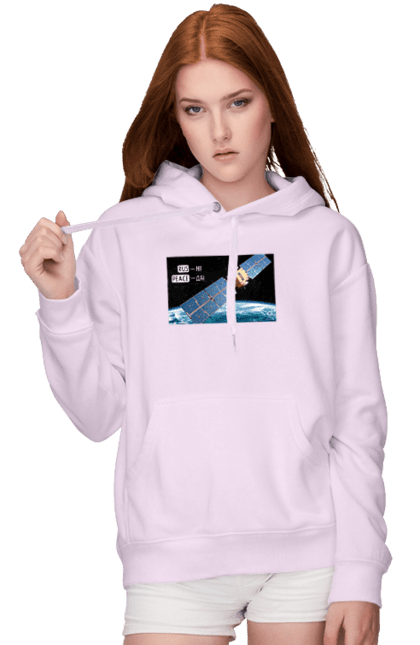 Women`s hoodie with prints Comsos for donations. Army assistance, back, cards, companion for donations, fiction, russian cunt, space, war, win. 2070702