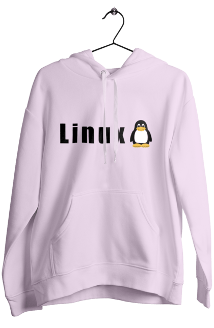 Women`s hoodie with prints Linux. Administrator, availability, black, commercial, free, freedom, independence, is free, it, it specialist, linux, operating system, os, penguin, programmer, server, software, sysadmin, sysop, system, system administrator, text. 2070702