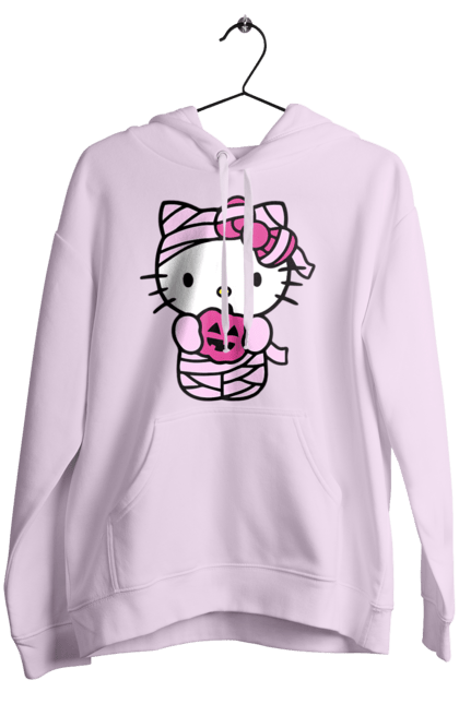 Women's hoodie with prints Hello Kitty Halloween. Brand, cat, character, halloween, hello kitty, kitten, kitty, mummy. 2070702