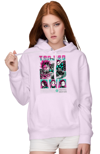 Women's hoodie with prints Demon Slayer Tanjiro. Anime, demon slayer, kamado tanjiro, manga, tanjiro. 2070702