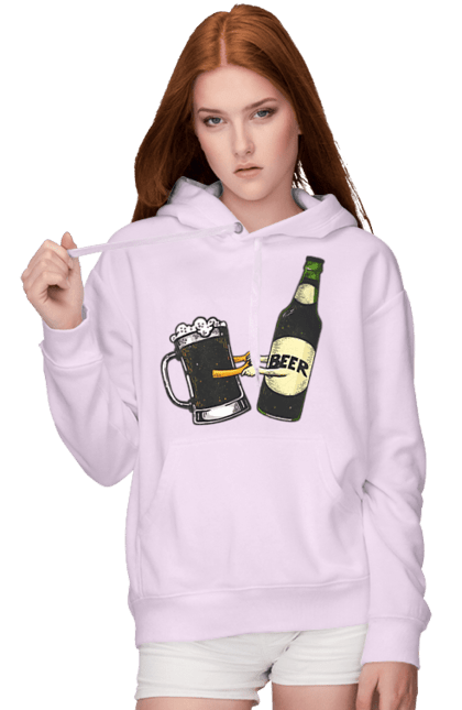 Women`s hoodie with prints Bottle Of Beer With A Glass Of Beer. Beer, bottle, wineglass. 2070702