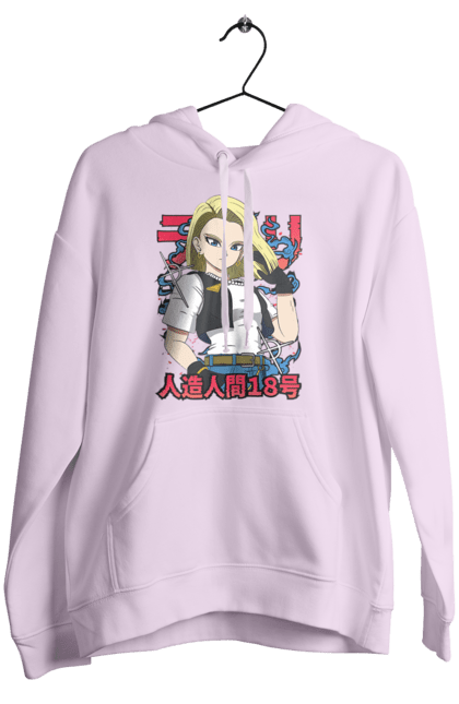 Women's hoodie with prints Android 18. Android 18, anime, cyborg, dragon ball, killer, manga, tv series. 2070702