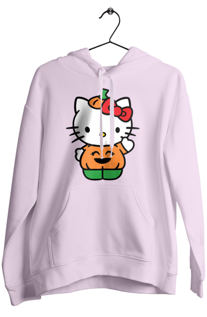 Women's hoodie with prints Hello Kitty Halloween. Brand, character, halloween, hello kitty, kitten, kitty, pumpkin. 2070702