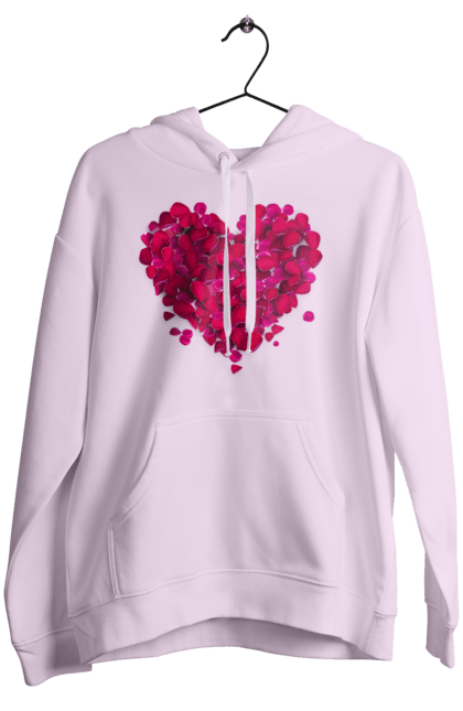 Women`s hoodie with prints Heart From Rose Petals. Petals, rose flower. 2070702