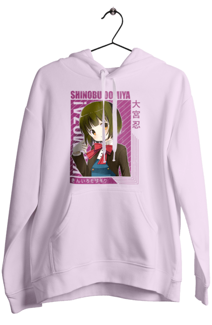 Women's hoodie with prints Kiniro Mosaic Shinobu Omiya. Anime, gold mosaic, kiniro mosaic, kinmoza, manga, shinobu, shinobu omiya. 2070702