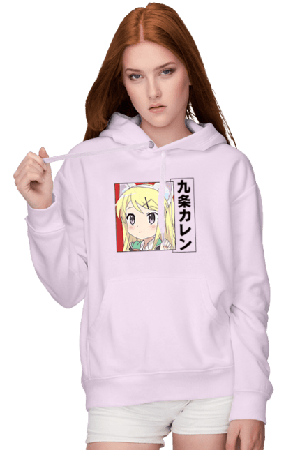 Women's hoodie with prints Kiniro Mosaic Karen Kujo. Anime, gold mosaic, karen, karen kujo, kiniro mosaic, kinmoza, manga. 2070702